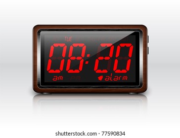 Retro Stylized Digital Alarm Clock. Vector