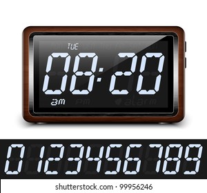 Retro stylized Digital Alarm Clock. Vector Illustration