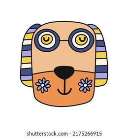 Retro stylized dog face icon. Vector illustration.