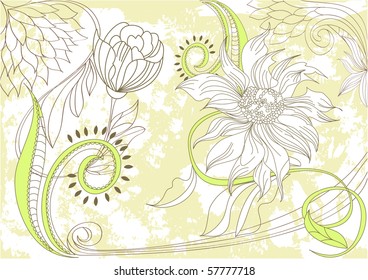 Retro stylized floral background