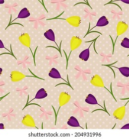 Retro stylized floral seamless pattern (vector background)