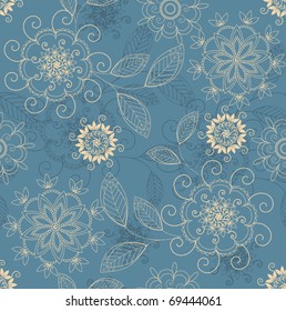 Retro stylized floral seamless vector pattern