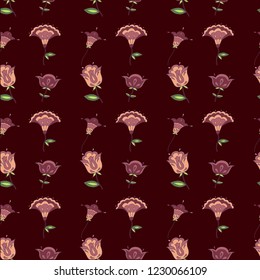 Retro stylized flower pattern - illustrator. Seamless background pattern