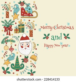 Retro Stylized Ornament Design of Christmas Elements