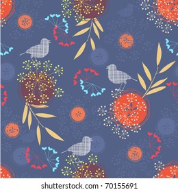 Retro stylized vector seamless floral pattern