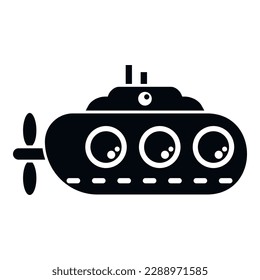 Retro submarine icon simple vector. Sea vehicle. Army marine ship