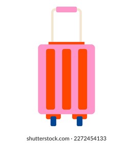 Retro suitcase flat vector summer sea vacation, travel and relax concept travel bag baggage summer trip