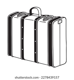 Retro suitcase. Hand drawn vector illustration.