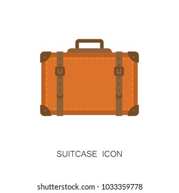 Retro Suitcase Icon on White Background. Vector Illustration. Flat Style. Decorative Design Element for Travel, Web, Shops, Fashion.