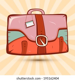 Retro Suitcase Illustration on Vintage Background