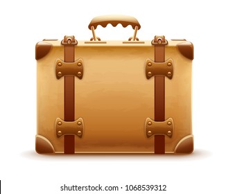 Retro suitcase. Luggage case for travel isolated white background. EPS10 vector illustration.