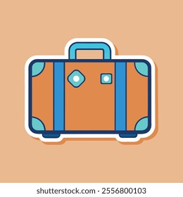 Retro Suitcase Travel Icon Sticker of Luggage for Wanderlust and Adventure