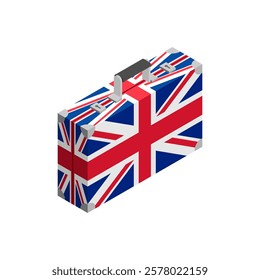 Retro suitcase from UK. British flag on travel suitcase