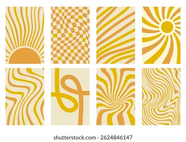 Retro Summer Backgrounds Set. Sunny Abstract Backdrop Collection. 