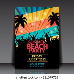 Retro Summer Beach Party Flyer - Vector Design