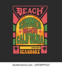retro summer beach typography poster design
