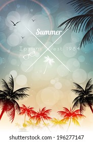 Retro Summer Calligraphic Design - Vector Illustration