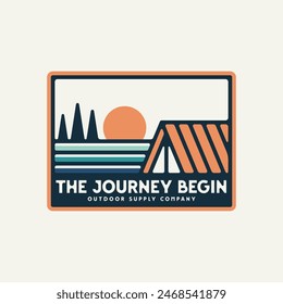 Retro summer camp badge graphic logo emblem design