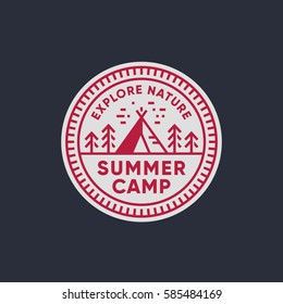 Retro summer camp badge graphic logo emblem design