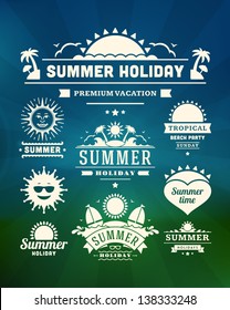 Retro Summer Design Elements. Summer Holidays Typography. Vector Illustration.