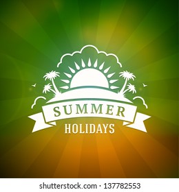 Retro summer design poster. Summer holidays typography. Vector illustration.