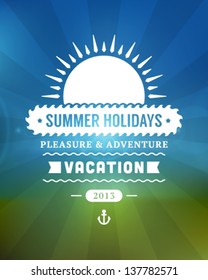 Retro summer design poster. Summer holidays typography. Vector illustration.