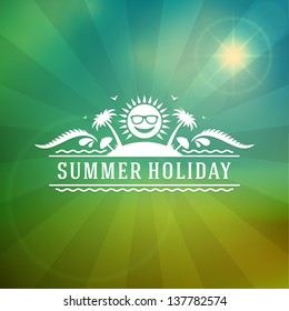 Retro summer design poster. Summer holidays typography. Vector illustration.