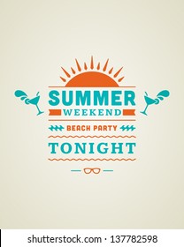 Retro summer design poster. Summer holidays typography. Vector illustration.