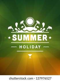 Retro summer design poster. Summer holidays typography. Vector illustration.