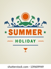 Retro summer design poster. Summer holidays typography. Vector illustration.