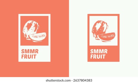Retro summer fruit illustration featuring bold "SMMR FRUIT" text. Minimal, vintage-inspired design ideal for posters, packaging, t-shirts, and branding. Provided in high-quality EPS format.