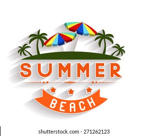 Retro summer holidays  labels and signs Vector illustration design elements.