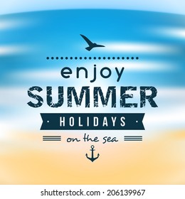 Retro summer holidays poster. Vector background. 