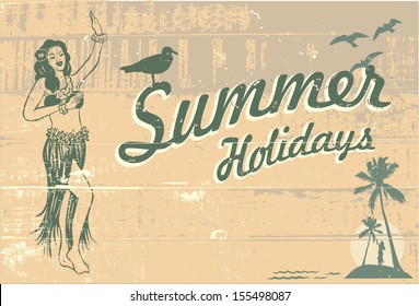 Retro summer holidays sign