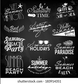Retro summer labels with hand drawn elements
