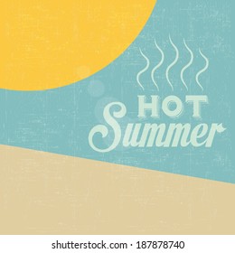 retro summer landscape, vector background