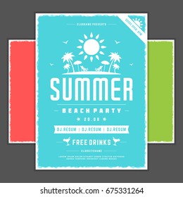 Retro summer party design poster or flyer. Night club event typography. Vector template illustration EPS 10. Included 3 backgrounds with color variation.