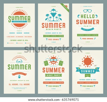 retro summer party design posters flyers stock vector royalty free