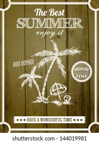 Retro summer poster design. Vector illustration