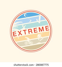 Retro Summer Poster. T-shirt Graphics. Extreme. Vector Illustration