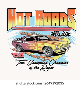 Retro summer racing graphic tee design