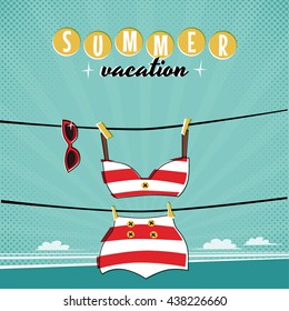 Retro summer swimsuit vector illustration 