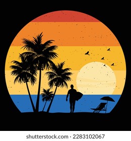 Retro summer t shirt design vector, Vintage sunset collection,Retro summer t shirt design vector
