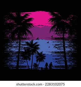 Retro summer t shirt design vector, Vintage sunset collection,Retro summer t shirt design vector
