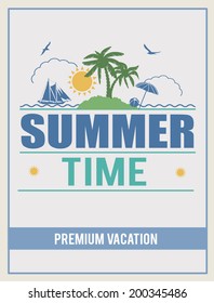 Retro summer time design poster, vector illustration