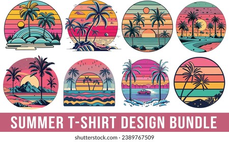 Retro Summer T-shirt Design Bundle 