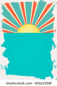 retro summer vector background with sun