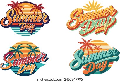 Gráfico de Vector de Verano Retro en Estilo Retro.