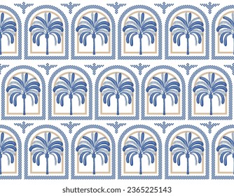 Retro Summer Vibes  70s Checkered with summer elements , Palm trees Lobsters, star fish , Tropical leaves Monstera leaves , Seamless pattern , Design for fashion fabric, textile, wallpaper 