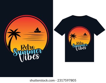 Retro Summer Vibes illustrations for print-ready T-Shirts design.